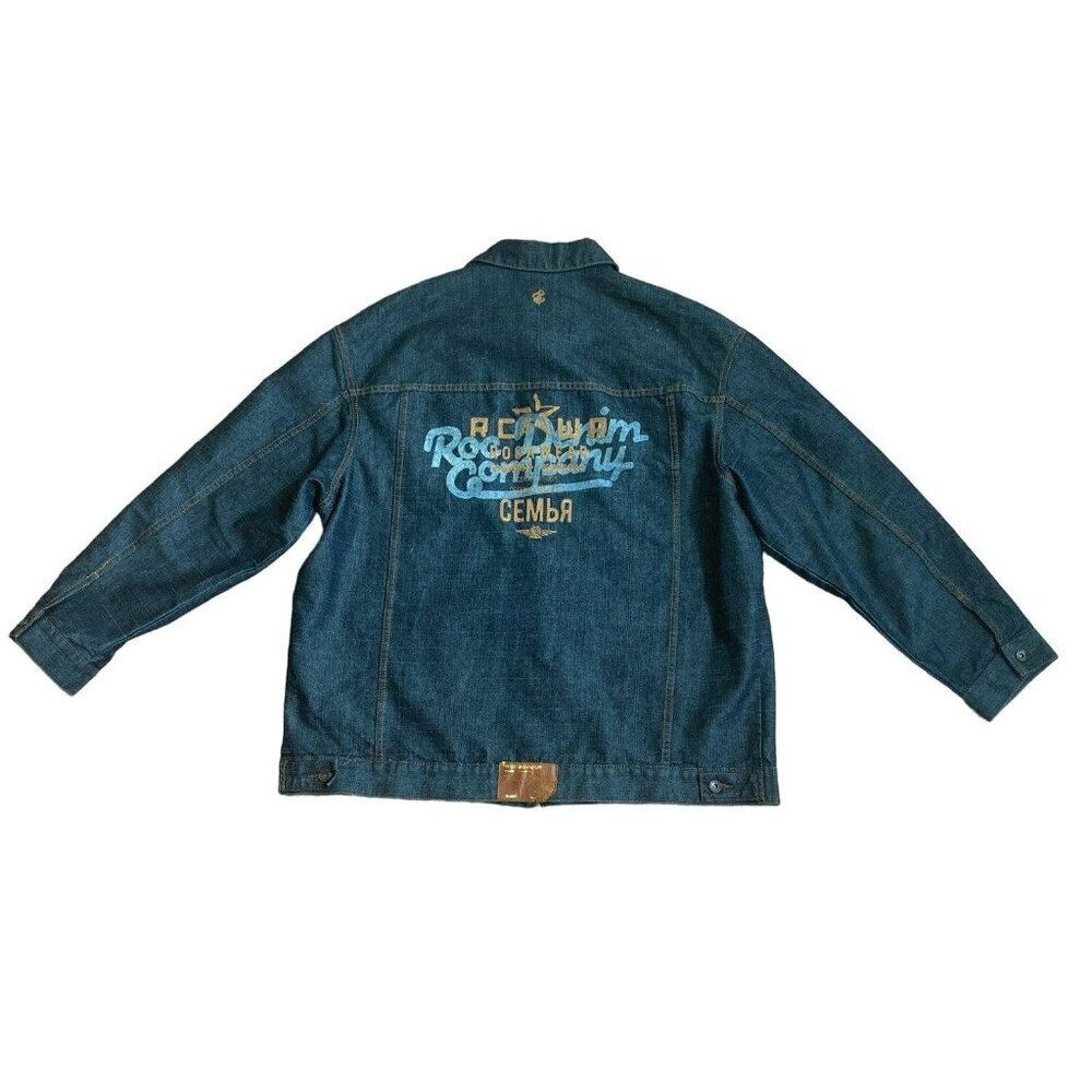 Black Denim Rocawear CembR  Button Down Jean Jacket sz 3xl